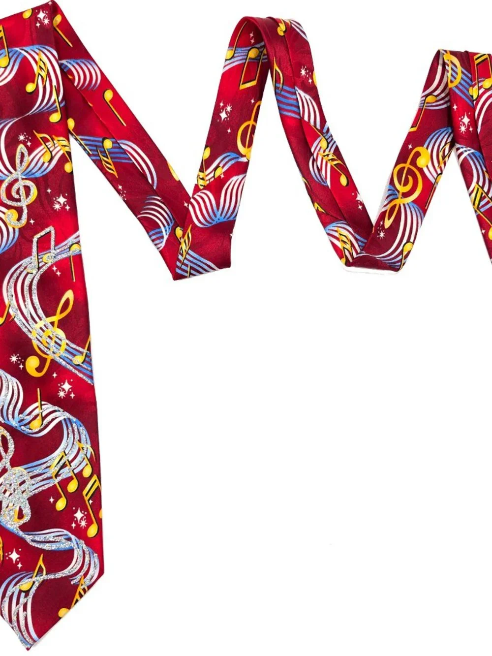 Red Treble Clef Music Notes Glitter Sparkle Tie Necktie Steven Harris 3.75 x 60